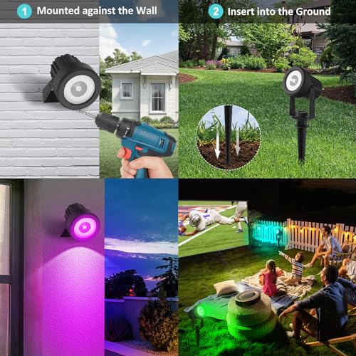 T-SUNUS Solar Garden Spot Lights, LED RGB Solar Light Outdoor Garden, IP65 Waterproof Auto ON/Off, Christmas Landscape Light - Image 4