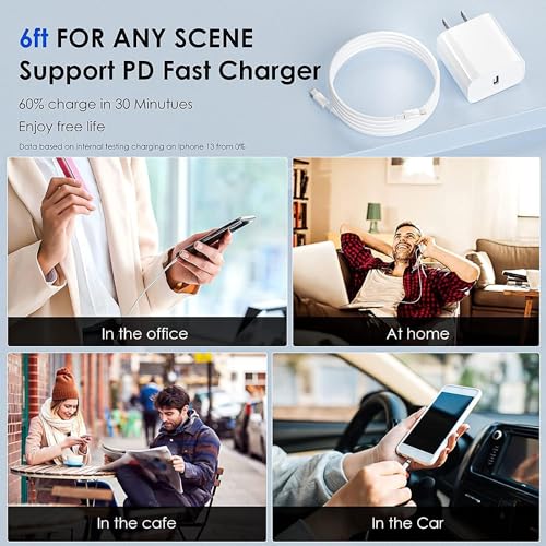 wabklove USB C Charger 2 Pack 20W Type C Wall Charger Block with 6FT Long USB C to Lightning Cable Compatible with iPhone 14 Pro/13 Pro/12 Pro Max/11/XS Max/XS/XR/X/8 - image 7