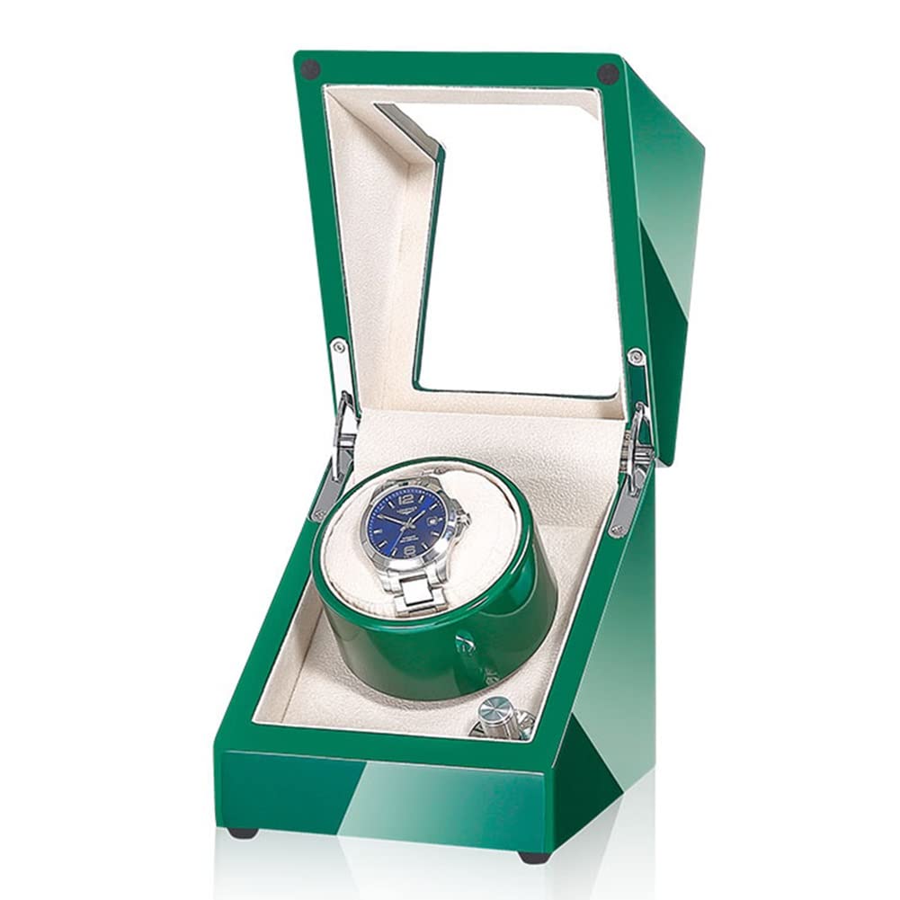 Remontoir montre automatique simple vert boîte rotative écrin silencieux