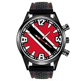 trinidad kuba sehenswürdigkeiten Trinidad & Tobago Timest - Trinidad & Tobago Länder Flaggen Herrenuhr mit Silikonarmband in schwarz Rund Analog Quarz SF219CC