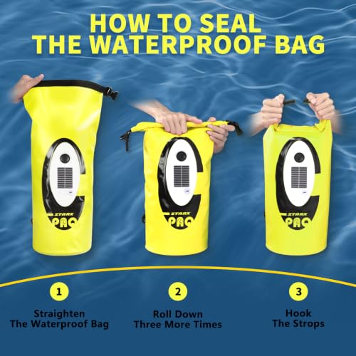 Waterproof Dry Bag Backpack con altavoz Bluetooth, RGB, 10L, Amarillo Neón miniatura 6