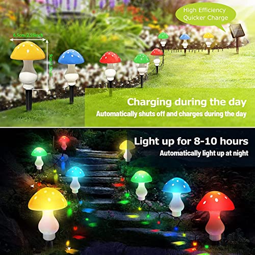 Upgraded Outdoor Solar Garden Lights, 8 Pack 50 LED Mushroom Outdoor 8 Modes 23ft Waterproof Solar Powered Landscape Cute Fairy String Light for Yard Patio Outside Decor(Multicolor) - Image 4