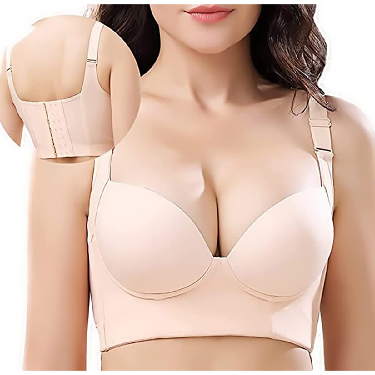 kenskanWomen's Fashion Deep Cup Bra, Incorporated Full Back Coverage Bras, Deep Cut Bras for Back Fat Bras Shapewear