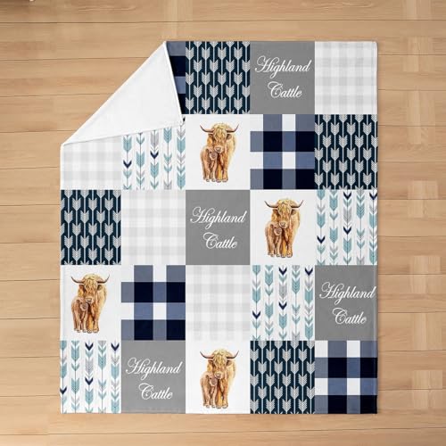 Homemissing Highland Cow Flannel Fleece Blanket Double 60"x79" Highland Cattle Plush Throw Blanket for Boys Girls Children Animal Arrow Blanket Room Decor Farmhouse Western Decor - Image 3