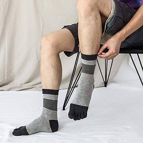 Artfasion Men's Toe Socks Cotton Fun Casual Athletic Running Ankle Five Finger Crew Socks 5 Pair4