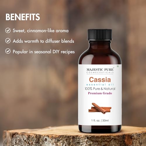 Image of Majestic Pure Cassia Essential Oil for Diffuser - 1 Fl Oz | 100% Natural Essentials Oils Ideal for Relaxing Tense Mood, Eliminating Odor, Creating Peaceful Atmosphere for Sleep & Work