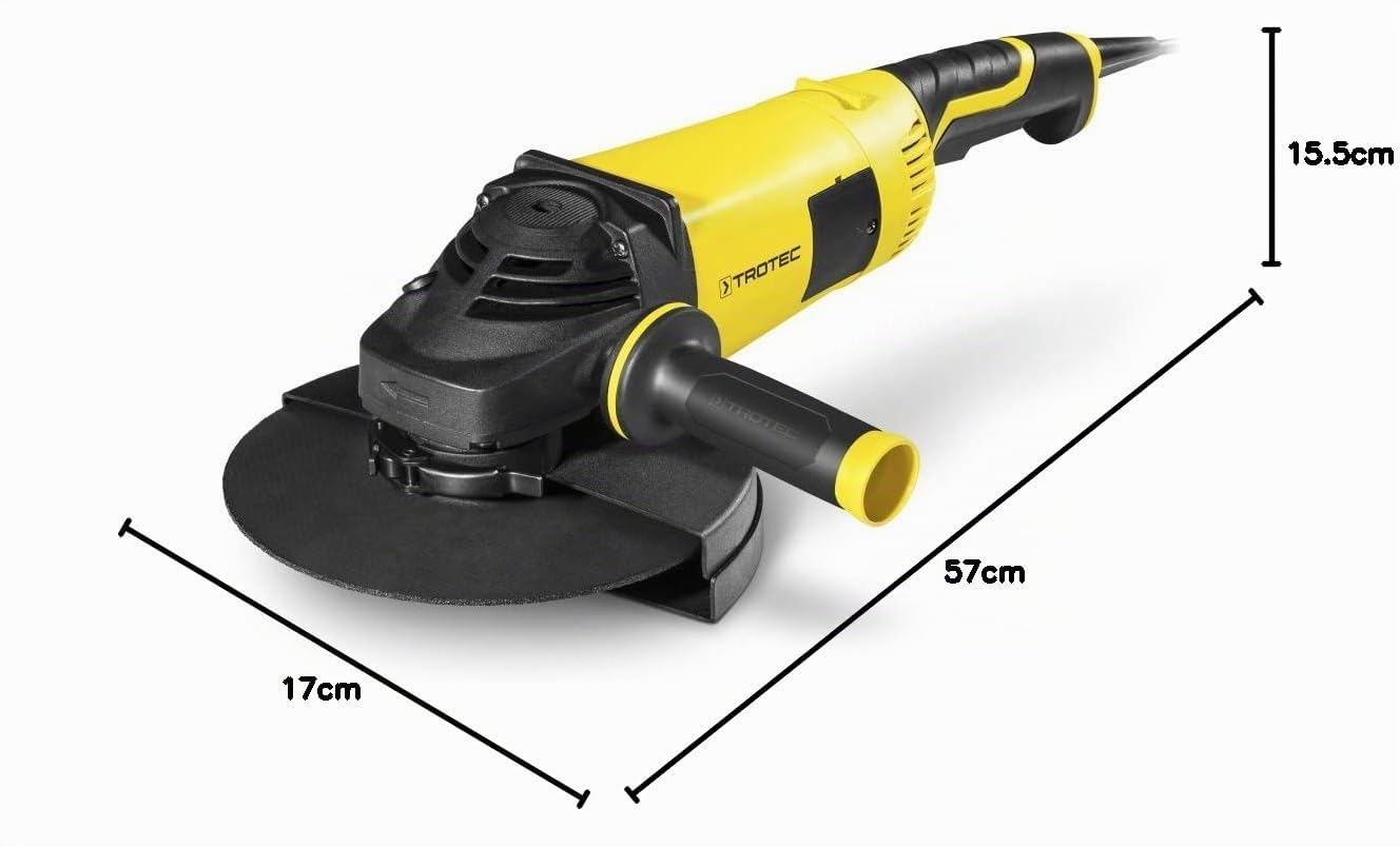 TROTEC Amoladora angular PAGS 10-230 (2.000 W) incl. maleta y disco de corte 230 mm, 6.500/min, Mango adicional variable montable en 3 posiciones