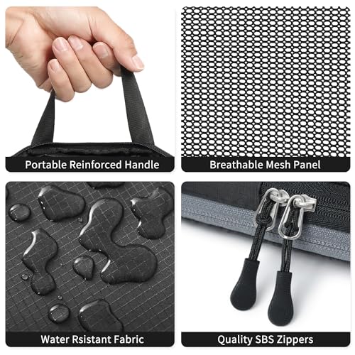 BAGAIL 4 Set/6 Set Ultralight Compression Packing Cubes Packing Organizer for Travel Accessories Luggage Suitcase Backpack(70D 4Set Mesh Black)3