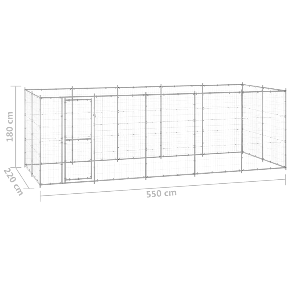 Perrera para perros de acero galvanizado de 12,1 m² con puerta con cierre, resistente cercado para perros, cachorros, mascotas, portátil, plegable, protección segura en el jardín y la