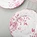 fanquare 8.5 Inch Pink Floral Dessert Plate Sets of 4 British Elegant Porcelain Snack Appetizer Dinner Plates Service Microwave & Dishwasher Safe