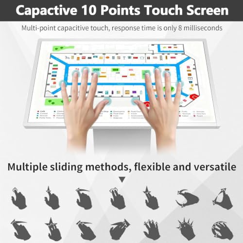 Image of Self Service Kiosk,21.5 inch /32 inch Interactive Kiosk 1080P HD IPS Touch Screen Display,Weatherproof Floor Standing Digital Signage Capacitive Touch Screen Kiosk K-Style Stand Indoor Black-32Inch