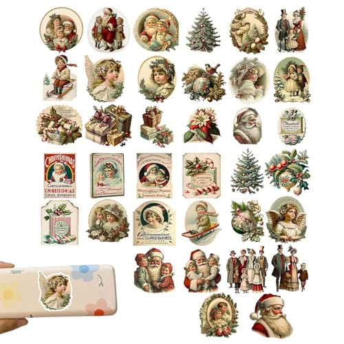 Gwtdtoad 36 Stück Weihnachtsaufkleber Vintage Aufkleber Weihnachten...