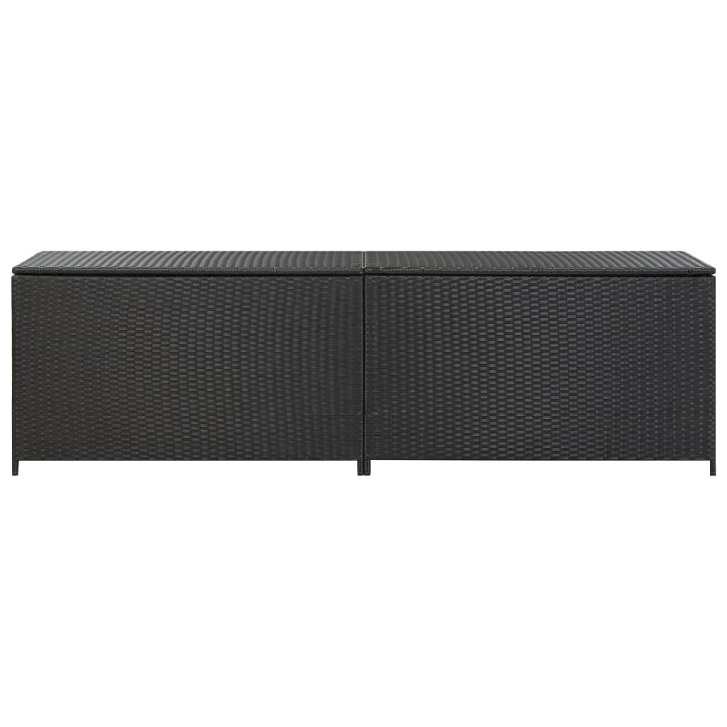Coffre de Rangement Extérieur en Résine Tressée, Malle de Rangement Coffre à Coussins Pour Jardin Terrasse (Noir)