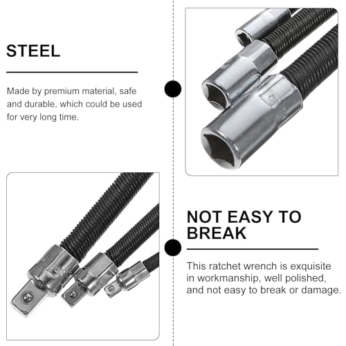 Rallonge de clé à douille flexible en acier noir robuste - 8