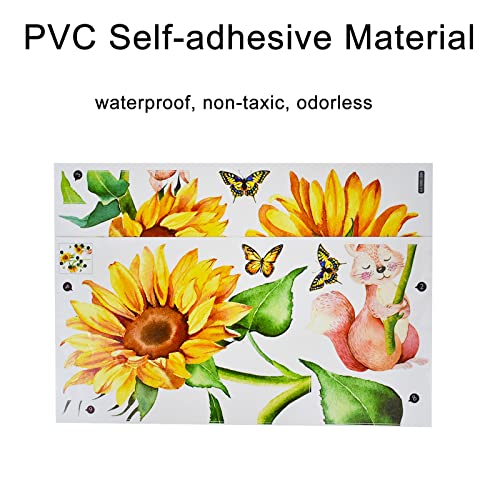 Vinilo Decorativo Pared Girasol y Ardilla 72x80 cm Amarillo miniatura 3