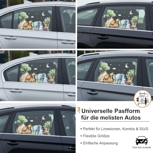 2 Stück Sonnenschutz Auto Baby, Extra Dunkel Sonnenblende Auto Kinder 51x31cm mit 8 Saugnäpfen, Sonne & UV-Schutz