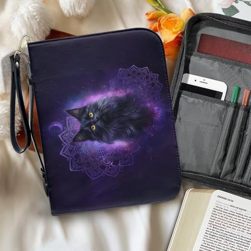 Bible Cover Case for Women, Cat Zipper Bible Cover Accessories Carrier Bag with Portable Handle, Easy to Carry Travel Hiking Worship Bible Tote Bag for Women2