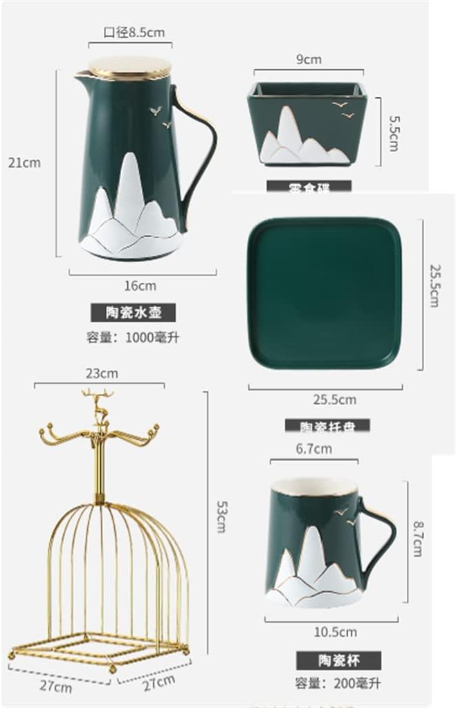 Nordic Ceramic Cup Set Tea Cup Holder Kettle Set Home Drinking Cup Home Living Room (Color : A, Size