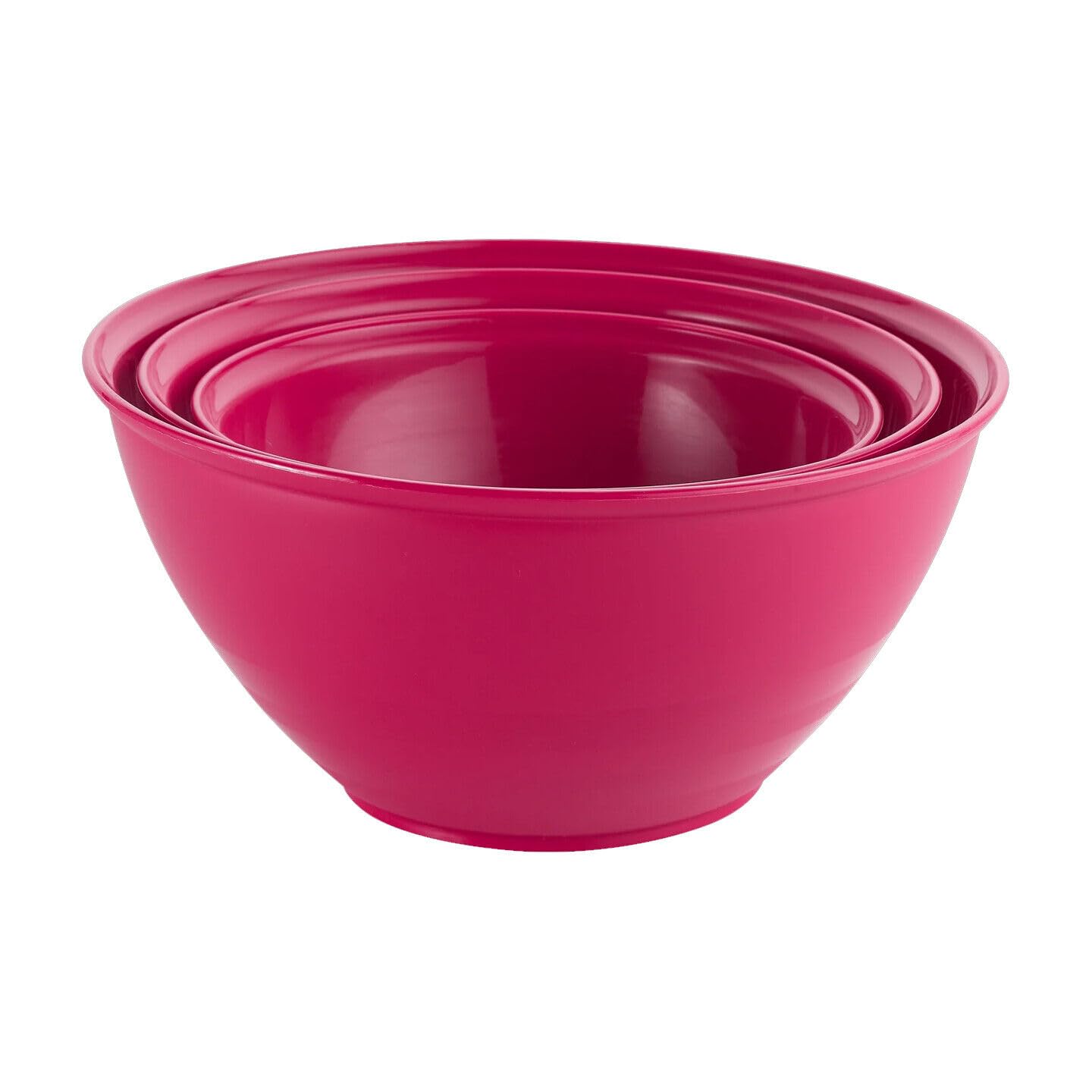 URBN-CHEF Set of 3 Durable Plastic Colourful Mixing Bowls Set Microwave & Dishwasher Safe (Fuschia)