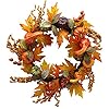 Cvhomedecoprimitiverustic22inchartificialpumpkinswreathwithfallmapleleavesandberryharvestfestivalwreathforfrontdoorandhomedecor  Urban Country Home Decor Cvhomedeco primitive rustic 22 inch artificial pumpkins wreath with fall maple leaves and berry harvest festival wreath for front door and home decor  urban country home decor