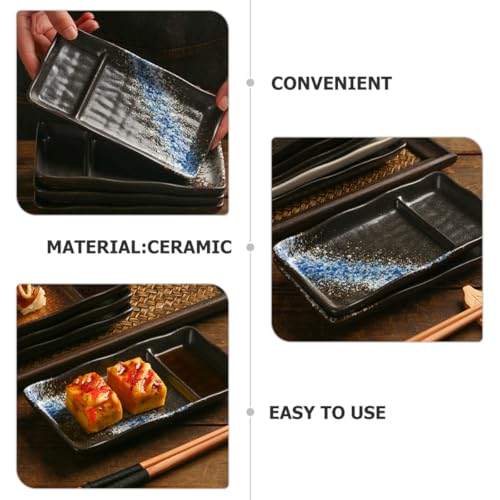 Plato de sushi dividido de cerámica con diseño azul miniatura 3