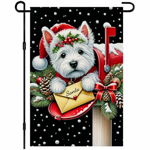 Image of BlissYard Christmas Westie Dog Garden Flag 12x18 Inch Polyester