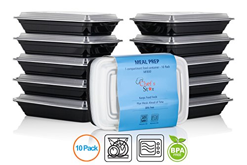Chef's Star 1 Compartment Reusable Food Storage Containers with Lids - 21 oz