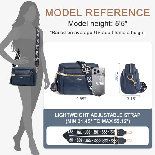 Image of Small Leather Crossbody Bags for Women Anti theft Purses and Handbag Shoulder Hangbag with Wide Strap Tassel