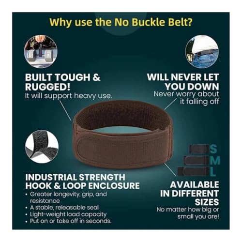 No Buckle Belt Stretch Elastic Jeans Belt Belt Buckle Elastic Waistband Lazy Invisible Belt Universal No Buckle Elastic Belt(Brown,S)3