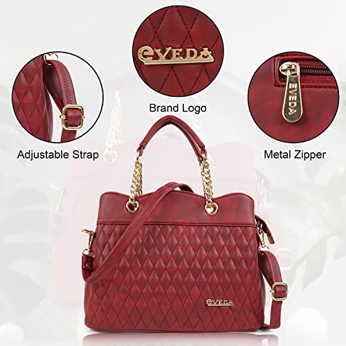 Image of EVEDA Synthetic Vegan Leather Classic Chain Strap Top Handle Handheld Shoulder Crossbody Water Resistant Handbag For Women