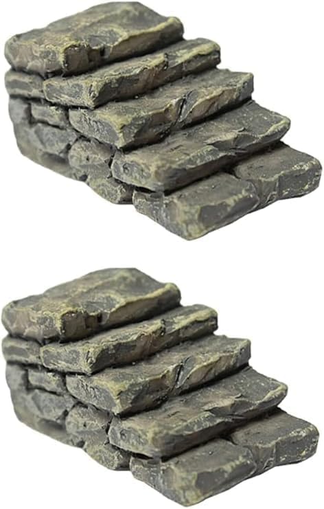 Cawhui 2pcs Mini Resin Bridge Stair Stone Straight Bridge Stairs Stone Steps Garden Fairy Ornament Flower Pot Plant Micro Landscaping Decor Bonsai Craft Straight Stairs Outdoor Statues Outdoor Decor
