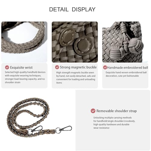 Image of Woven Tote Bag for Women with Coin Purse, Foldable Chain Small Crossbody Handbags, Fashion Shoulder Bag, Hobo Satchel