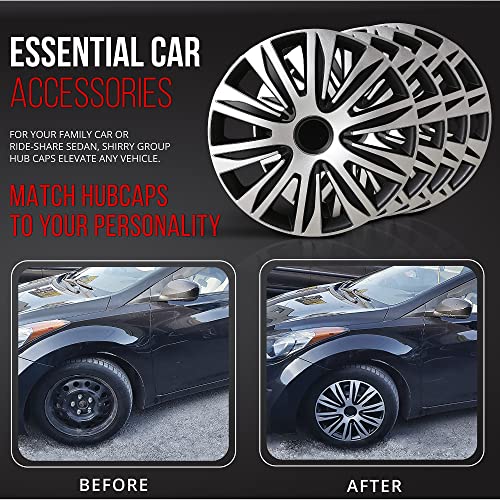 Hubcaps 4-Pack Kit, 17 inch Hub Caps Set of 4 Wheel Covers with Universal Snap-On Retention Rings, 2-Tone ABS Plastic Black and Silver Car Rims for All Models (SG-5083-DP-17) - Image 6