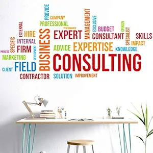 StickMe 'Consulting - Business - Office - Motivational - Inspirational - Word Cloud - Creative - Colorful - Wall Sticker' -SM807 (Multi Colour, Vinyl - 140cm X 70 cm)