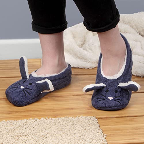 Image of BambooMN Adult Women Super Soft Warm Cozy Fancy Yarn Slippers Non-Slip Lined Socks, Indoor Comfy House Slippers, 3 Pairs