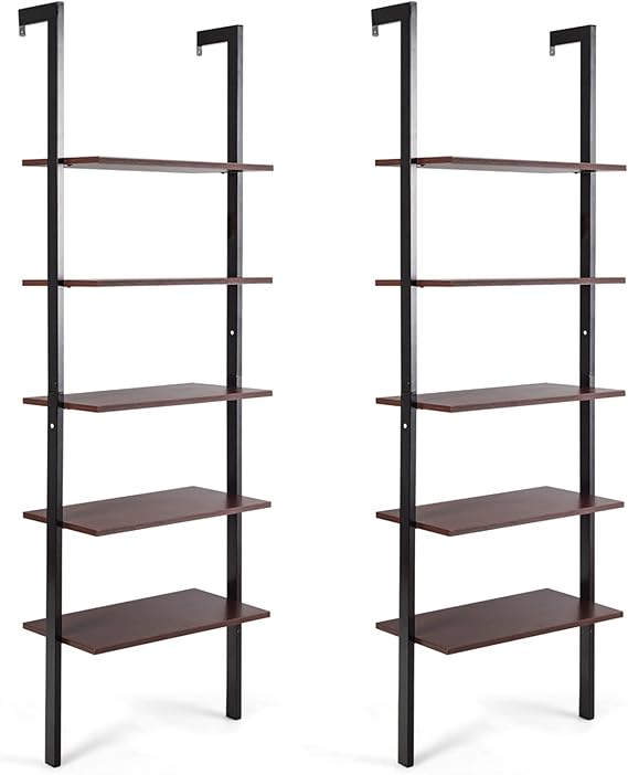 Tangkula 5Shelf Bookcase, Modern 5Tier Wood Wall Mounted