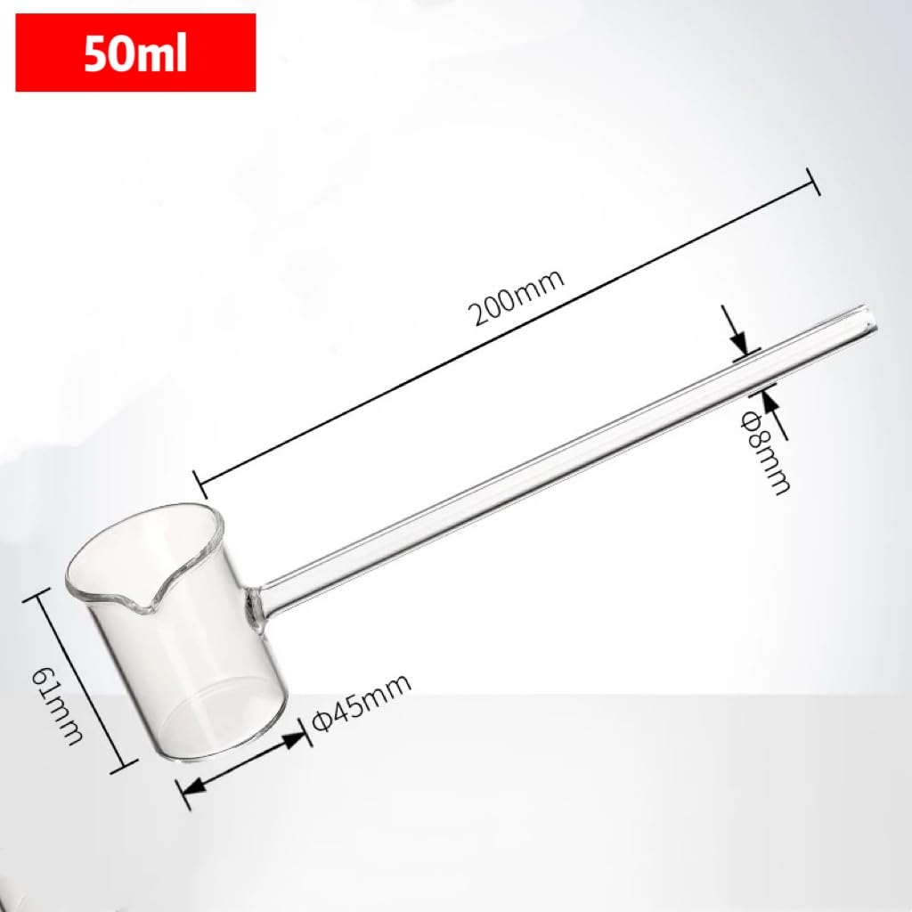 Cuchara ácida de vidrio con alto contenido de borosilicato, cuchara de muestreo de embudo medicinal de mango largo, 1 ud.(50ml)