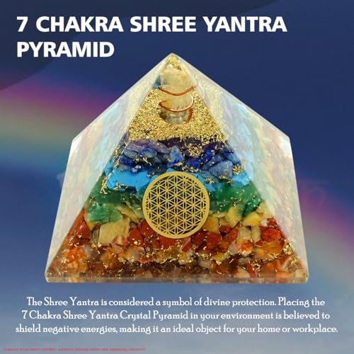 Image of 7-Chakra Pyramid | 2-Inch | Chakra Balancing Pyramid for Meditation, Energy Healing, and Spiritual Practices | Handcrafted with Genuine Gemstones