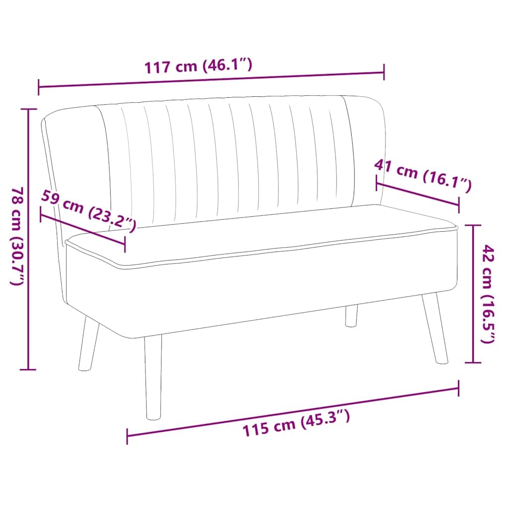 Canape 2 Places 117x55,5x77 cm Tessuto Blu Legno | Telaio in legno solido, comodo cuscino imbottito, seduta per soggiorno, facile da montare