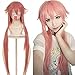 36 '' 90cm Langen Rosa Yuno Gasi Moda Peruuml; Cke Die Zukunft Tagebuch Mirai Nikki Yuno Hitzebestauml; NDIGE Haar Cosplay Mode Peruuml; CKEN + Moda Peruuml; CKE Cap BJY969