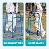 NORTTA Foldable Stair Climbing Walker for Seniors,Adjustable 4-Leg Height Safety and Convenience Blue