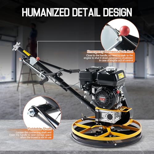 Albott 24" Power Trowel, 5.5 HP Honda Engine with Float Pan, Walk-Behind Concrete Trowel with 4 Blades, Gas-Powered Commercial Screed Cement Surface Finisher - Image 6