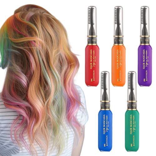 5 máscaras de pelo para niñas, extracción de hierbas, fórmula soluble en agua, fácil de colorear, adecuada para carnaval, Halloween, juegos de rol, fiestas, etc. (5 colores)