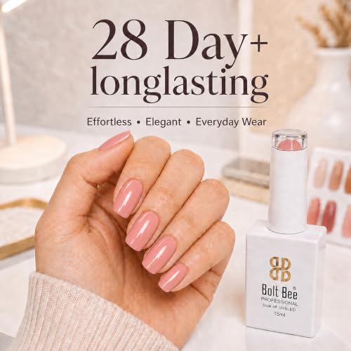 Image of BOLT BEE 15ML Gel Nail Polish 1Pc Clear Pink Glitter Nail Polish Soak Off UV LED Nail Gel Polish Nail Art Starter Manicure Salon DIY at Home, 0.5 OZ (1) (115)