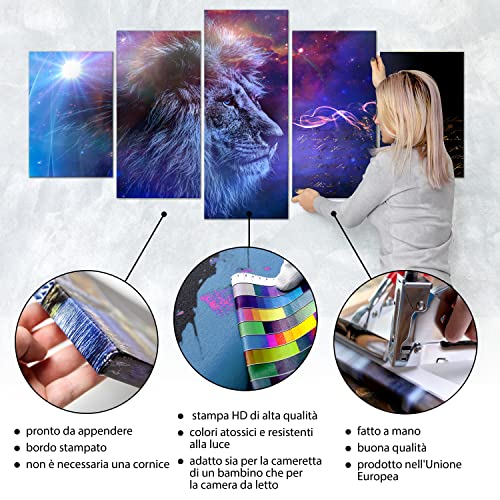Murando Quadro Lion 225x112 cm 5 pezzi Stampa su