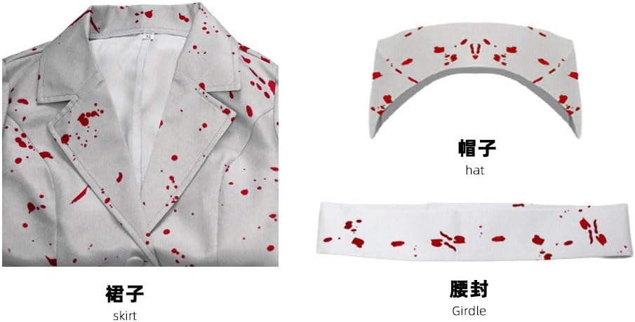Horror Killer Costume Dress Belt Hat Nurse Uniform Silent Zombie Cosplay Skirt Socks Gloves for Halloween