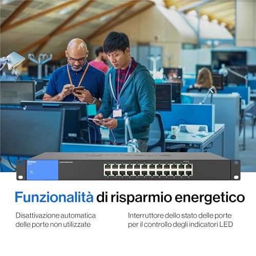 LGS124-EU Switch di rete Gigabit non gestito a 24 porte, hub Ethernet per casa e ufficio con chassis in metallo, montaggio a parete o su scrivania, sdoppiatore Ethernet, plug-and-play - Powerline - Immagine 4