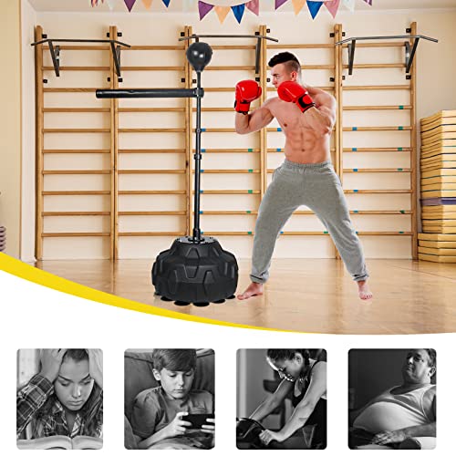 Solid Reflex Bag Boxing Speed Trainer Punching Bag Spinning Bar, Training Boxing Ball with Reflex Bar Free Standing, 45-80in Adjustable Height, for Adult by INNOLIFE - Image 7