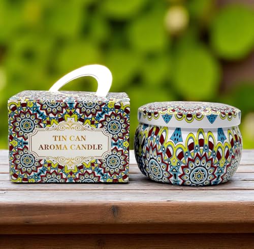 Image of Mandala Candle | Handcrafted Scented Wax Jar with Intricate Mandala Design | Spiritual Home Decor & Gift (Celestial Harmony Mandala)