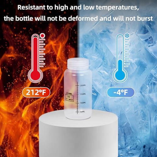 ASEVAT 17oz 2Pack Wide Mouth Plastic Bottles Reagent Bottle, Scaled Pill Bottle Laboratory Chemical Container with Screw Cap, Plastic Sample Containers for Storage or Home (Translucent)